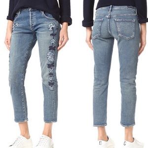 Citizens Of Humanity Blue Embroidered Boyfriend Jeans